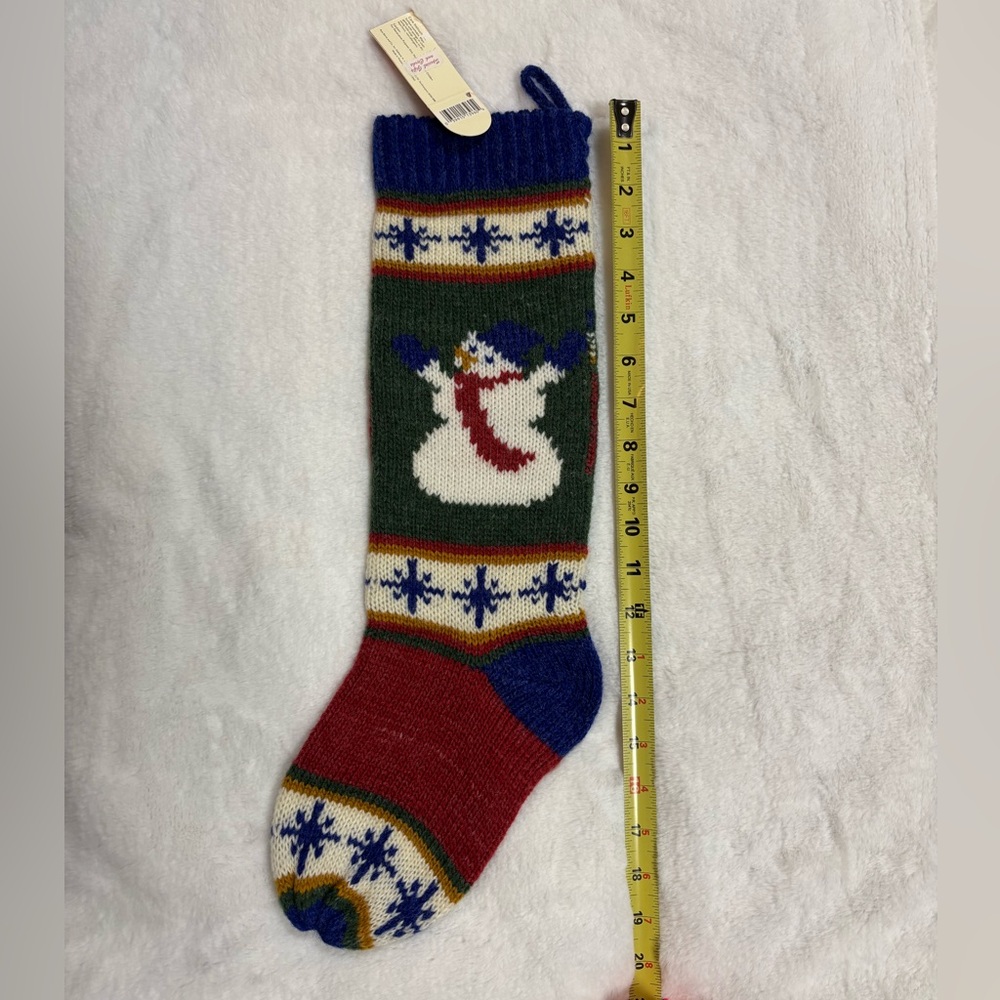 Vintage Festive Snowman Knit Christmas Stocking new